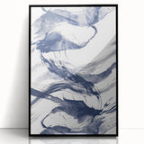 Coastal Wall Art: Abstract Ocean Waves - Nautical Blue Brushstroke Print