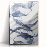 Coastal Wall Art: Abstract Ocean Waves - Nautical Blue Brushstroke Print