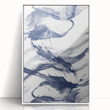Coastal Wall Art: Abstract Ocean Waves - Nautical Blue Brushstroke Print