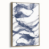 Coastal Wall Art: Abstract Ocean Waves - Nautical Blue Brushstroke Print