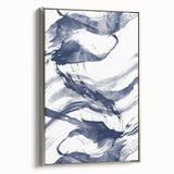 Coastal Wall Art: Abstract Ocean Waves - Nautical Blue Brushstroke Print