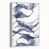 Coastal Wall Art: Abstract Ocean Waves - Nautical Blue Brushstroke Print
