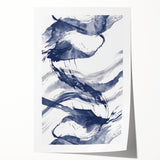 Coastal Wall Art: Abstract Ocean Waves - Nautical Blue Brushstroke Print