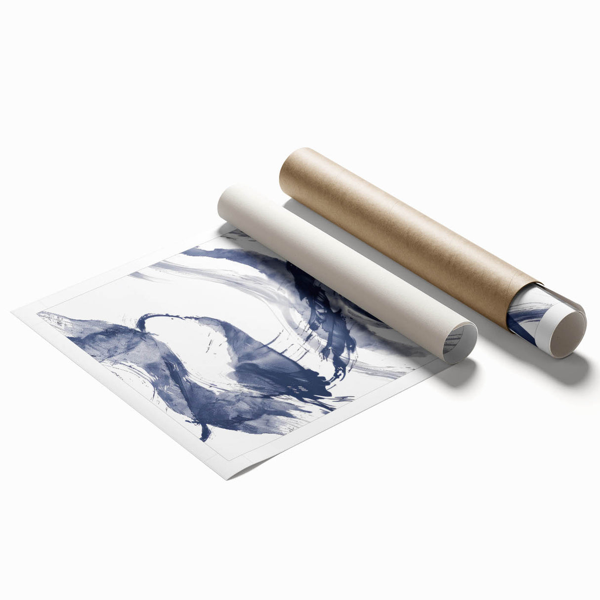 Coastal Wall Art: Abstract Ocean Waves - Nautical Blue Brushstroke Print