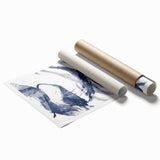 Coastal Wall Art: Abstract Ocean Waves - Nautical Blue Brushstroke Print