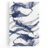 Coastal Wall Art: Abstract Ocean Waves - Nautical Blue Brushstroke Print