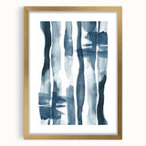 Coastal Wall Art: Abstract Blue Stripes - Nautical Watercolor Print