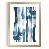 Coastal Wall Art: Abstract Blue Stripes - Nautical Watercolor Print