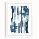 Coastal Wall Art: Abstract Blue Stripes - Nautical Watercolor Print