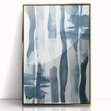 Coastal Wall Art: Abstract Blue Stripes - Nautical Watercolor Print