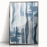 Coastal Wall Art: Abstract Blue Stripes - Nautical Watercolor Print