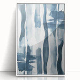 Coastal Wall Art: Abstract Blue Stripes - Nautical Watercolor Print