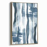Coastal Wall Art: Abstract Blue Stripes - Nautical Watercolor Print