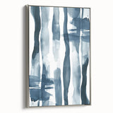Coastal Wall Art: Abstract Blue Stripes - Nautical Watercolor Print