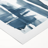 Coastal Wall Art: Abstract Blue Stripes - Nautical Watercolor Print
