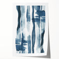 Coastal Wall Art: Abstract Blue Stripes - Nautical Watercolor Print