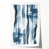 Coastal Wall Art: Abstract Blue Stripes - Nautical Watercolor Print