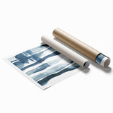 Coastal Wall Art: Abstract Blue Stripes - Nautical Watercolor Print