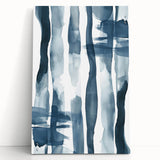 Coastal Wall Art: Abstract Blue Stripes - Nautical Watercolor Print