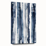 Coastal Wall Art: Deep Blue Vertical Strokes - Nautical Abstract Print