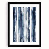 Coastal Wall Art: Deep Blue Vertical Strokes - Nautical Abstract Print