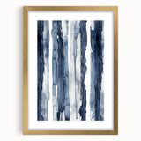 Coastal Wall Art: Deep Blue Vertical Strokes - Nautical Abstract Print