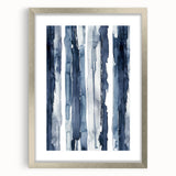 Coastal Wall Art: Deep Blue Vertical Strokes - Nautical Abstract Print