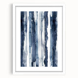Coastal Wall Art: Deep Blue Vertical Strokes - Nautical Abstract Print