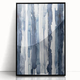Coastal Wall Art: Deep Blue Vertical Strokes - Nautical Abstract Print