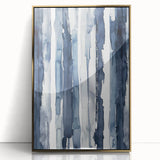 Coastal Wall Art: Deep Blue Vertical Strokes - Nautical Abstract Print