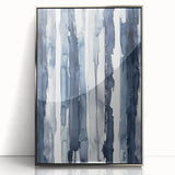 Coastal Wall Art: Deep Blue Vertical Strokes - Nautical Abstract Print