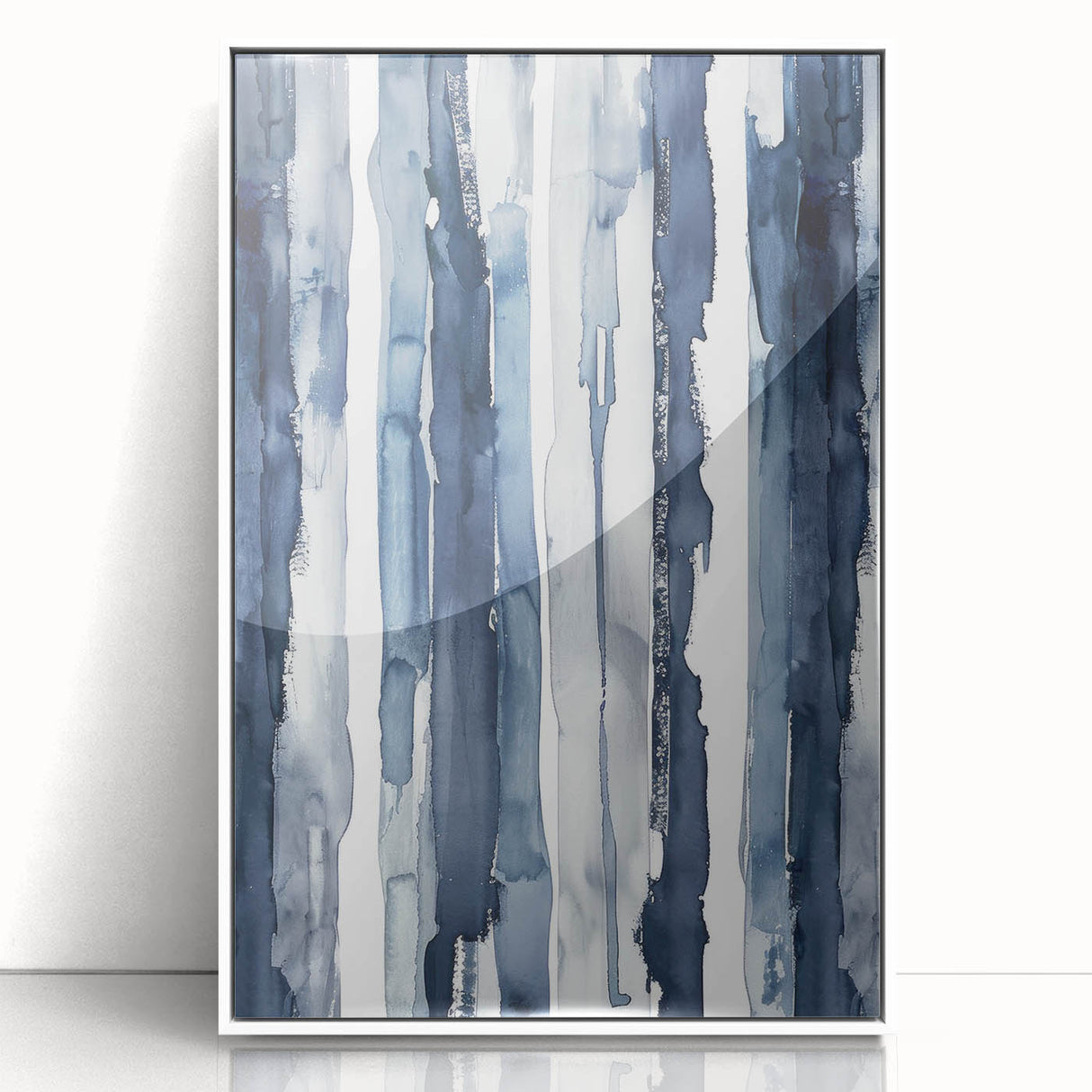 Coastal Wall Art: Deep Blue Vertical Strokes - Nautical Abstract Print