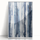 Coastal Wall Art: Deep Blue Vertical Strokes - Nautical Abstract Print