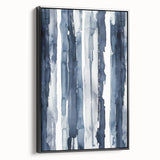 Coastal Wall Art: Deep Blue Vertical Strokes - Nautical Abstract Print