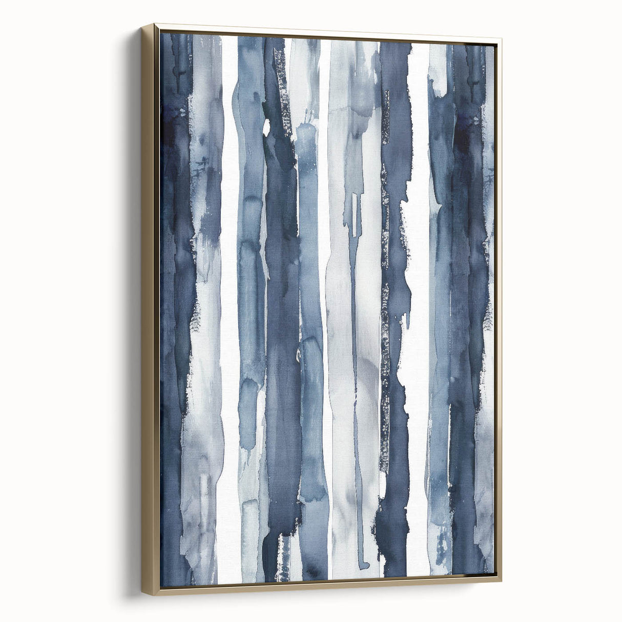 Coastal Wall Art: Deep Blue Vertical Strokes - Nautical Abstract Print