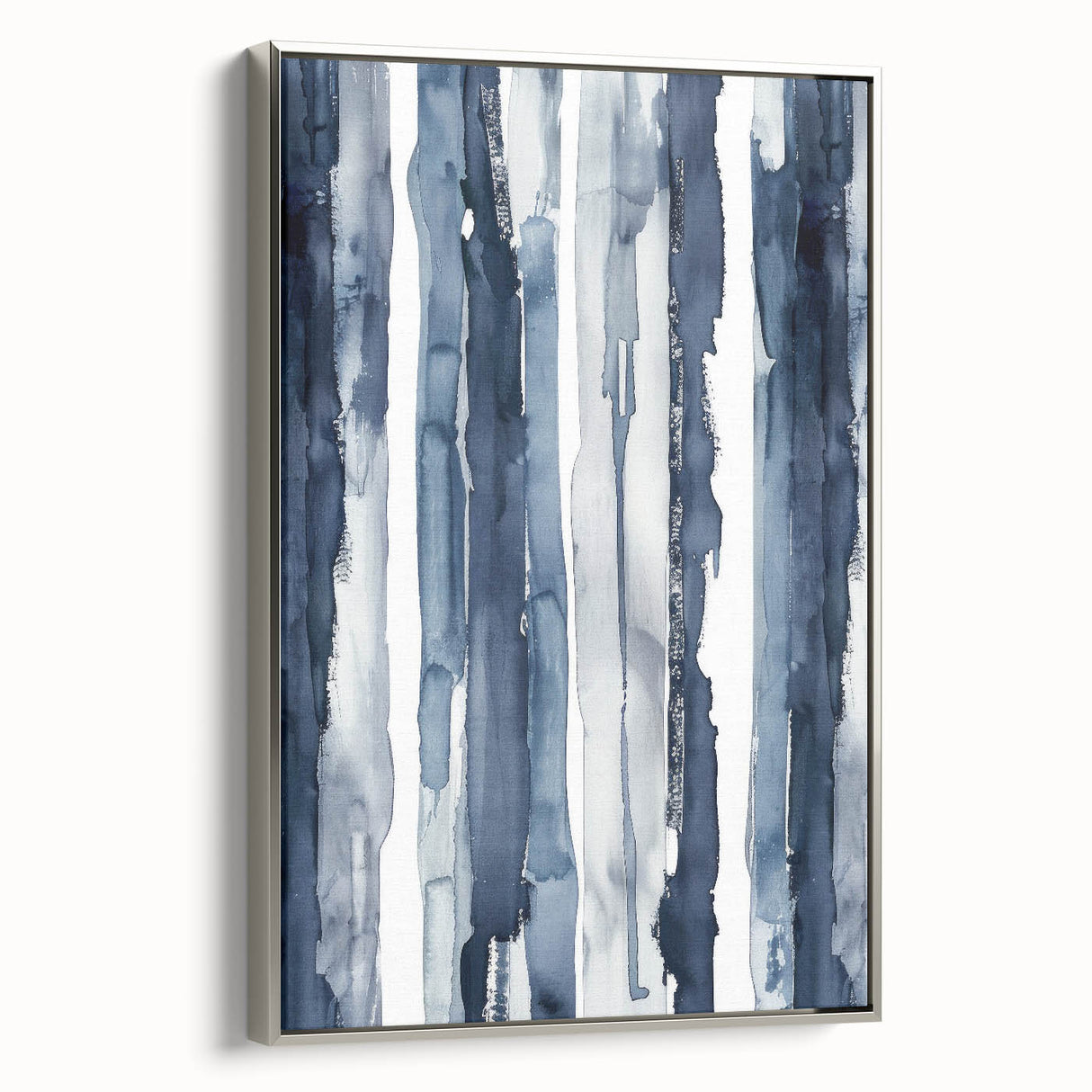 Coastal Wall Art: Deep Blue Vertical Strokes - Nautical Abstract Print