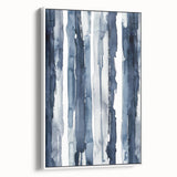 Coastal Wall Art: Deep Blue Vertical Strokes - Nautical Abstract Print