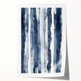 Coastal Wall Art: Deep Blue Vertical Strokes - Nautical Abstract Print