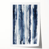 Coastal Wall Art: Deep Blue Vertical Strokes - Nautical Abstract Print
