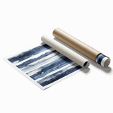 Coastal Wall Art: Deep Blue Vertical Strokes - Nautical Abstract Print