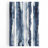 Coastal Wall Art: Deep Blue Vertical Strokes - Nautical Abstract Print