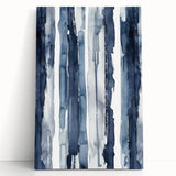 Coastal Wall Art: Deep Blue Vertical Strokes - Nautical Abstract Print