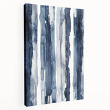Coastal Wall Art: Deep Blue Vertical Strokes - Nautical Abstract Print