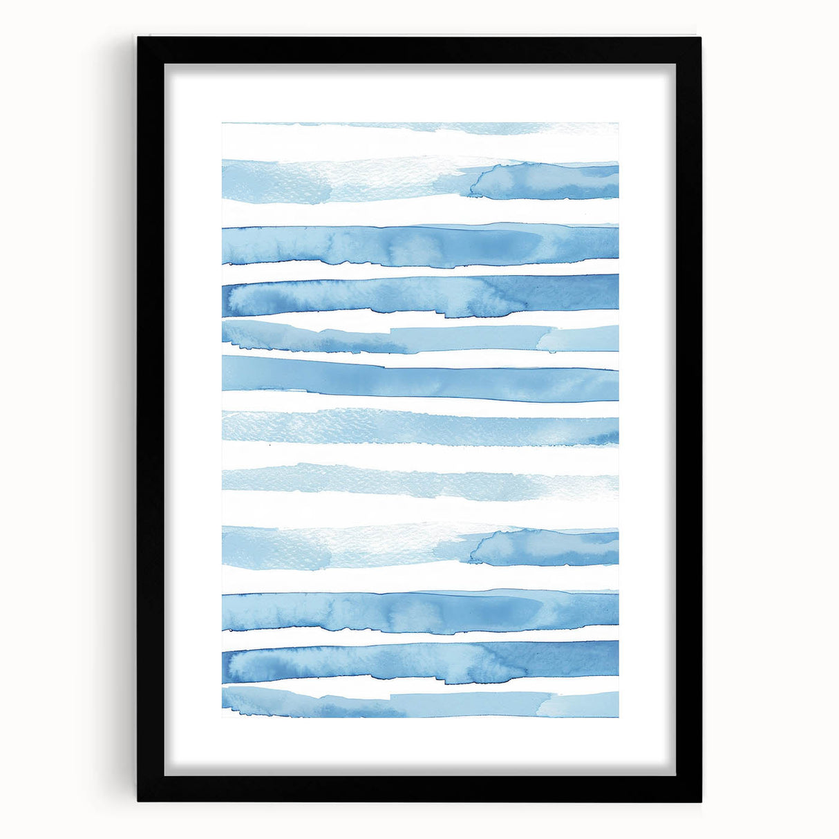 Coastal Wall Art: Light Blue Horizontal Stripes - Nautical Abstract Print