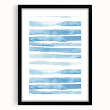 Coastal Wall Art: Light Blue Horizontal Stripes - Nautical Abstract Print