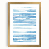 Coastal Wall Art: Light Blue Horizontal Stripes - Nautical Abstract Print