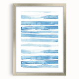 Coastal Wall Art: Light Blue Horizontal Stripes - Nautical Abstract Print