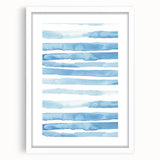 Coastal Wall Art: Light Blue Horizontal Stripes - Nautical Abstract Print