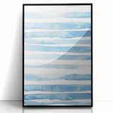Coastal Wall Art: Light Blue Horizontal Stripes - Nautical Abstract Print