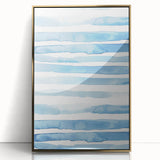Coastal Wall Art: Light Blue Horizontal Stripes - Nautical Abstract Print